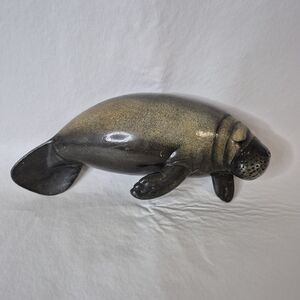 Hand Painted Manatee Sea Cow Hanging Wall Art Realistic Decor Coastal Beautiful